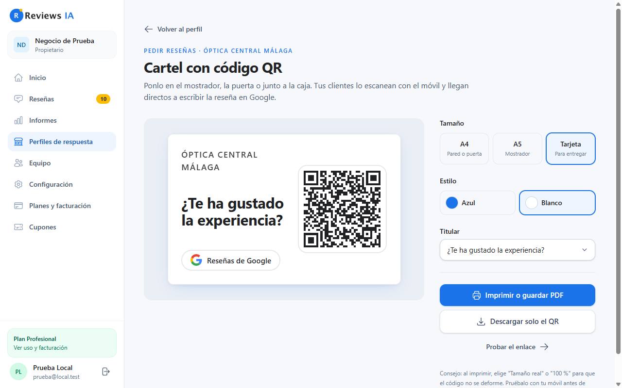 Formato tarjeta de visita con código QR