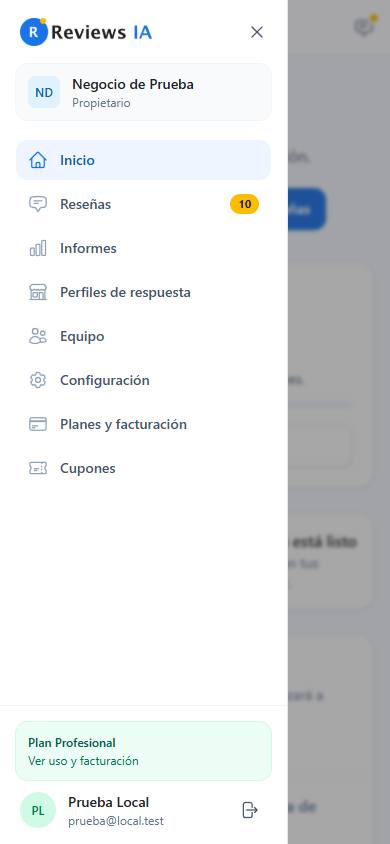 Menú desplegable en el móvil