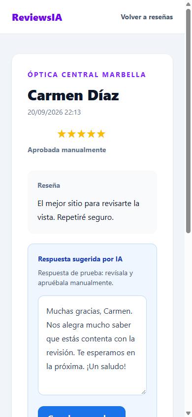 Detalle de reseña en móvil, original