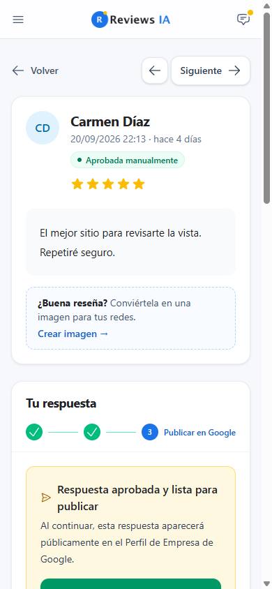Detalle de reseña en móvil, nuevo
