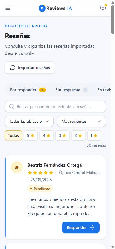 Reseñas en móvil, nuevo