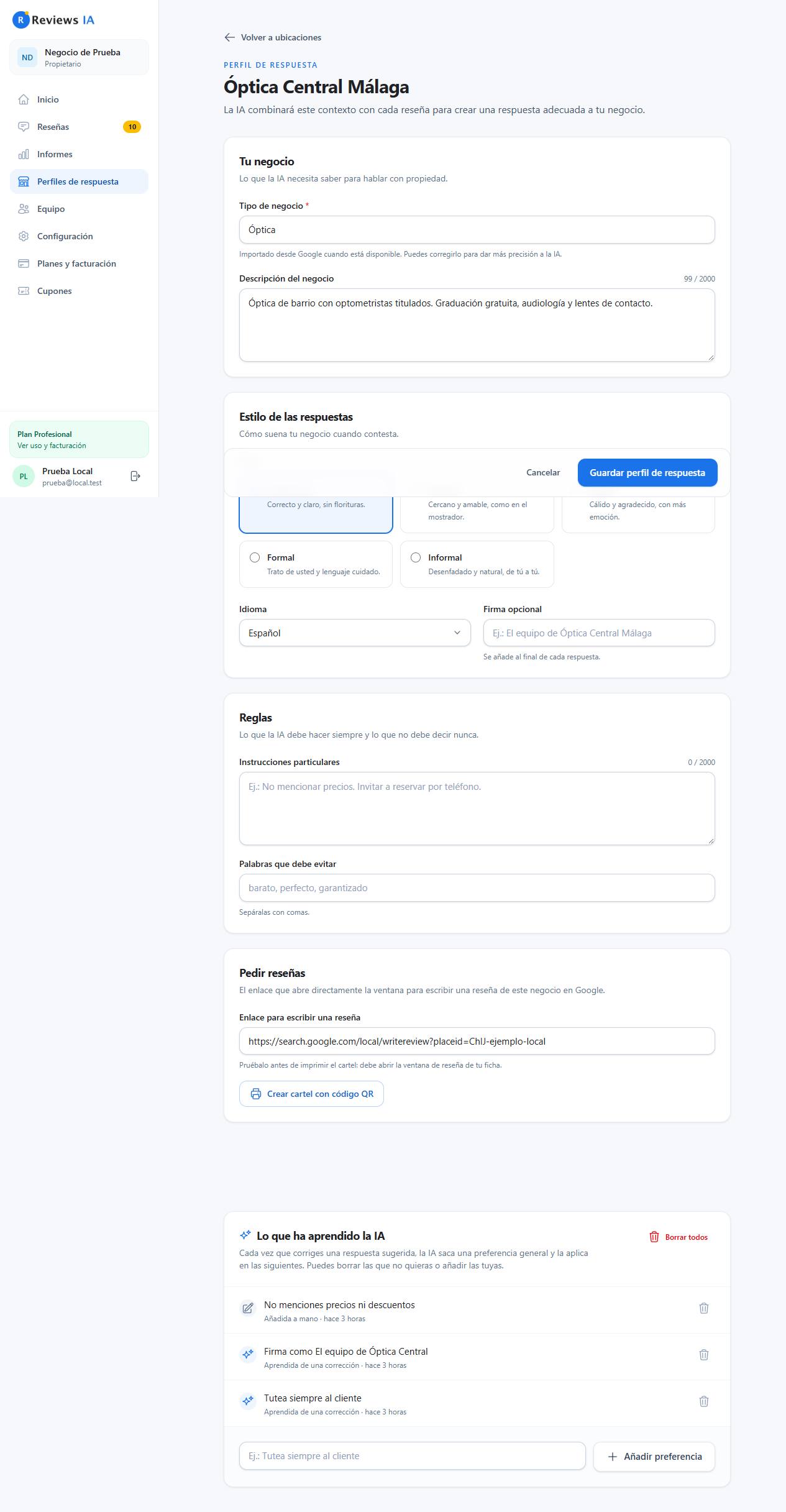 Edición de perfil nueva