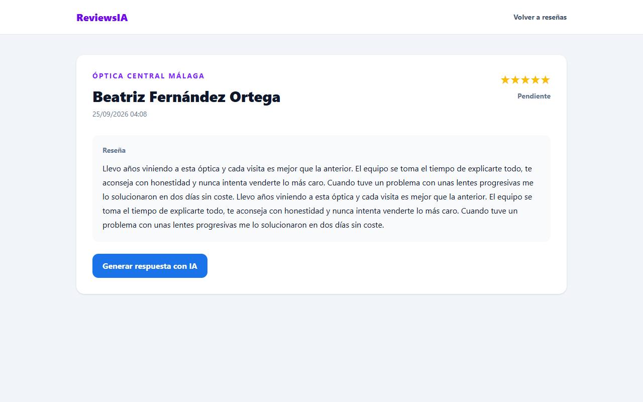 Reseña larga sin respuesta, versión original