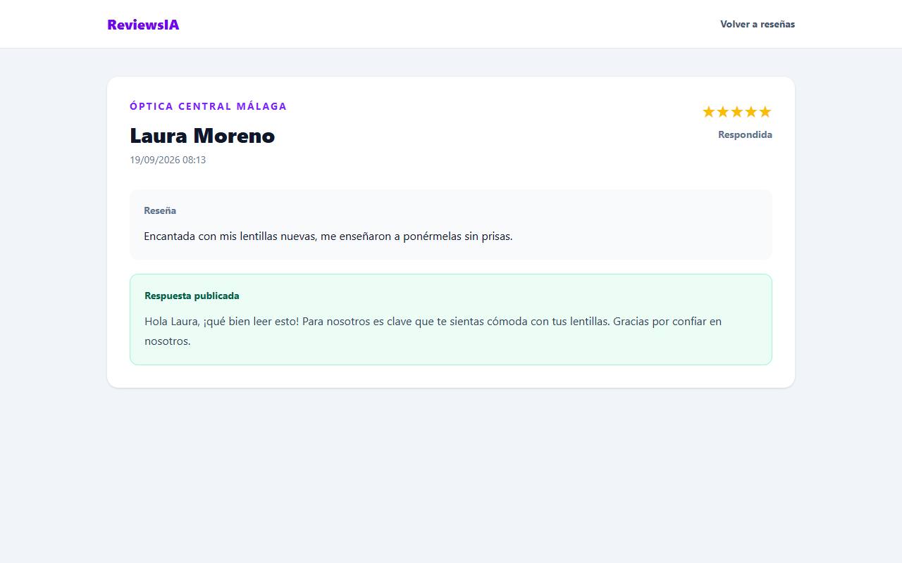 Reseña respondida, versión original
